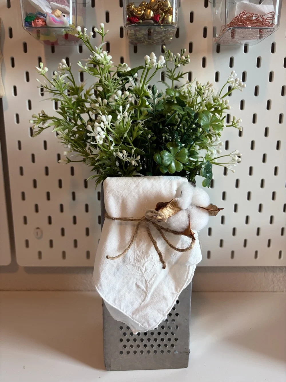 White Cotton & Green Faux Floral Arrangement - Home Accents Faux Florals